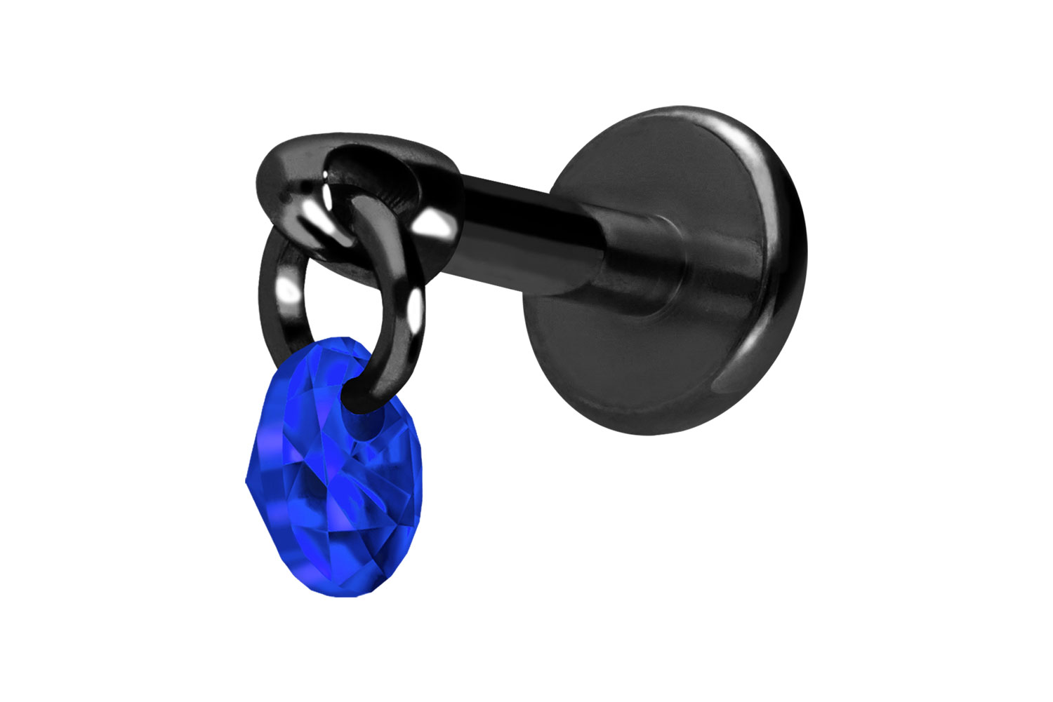 Titan Labret Piercing mit Innengewinde RUNDER KRISTALL